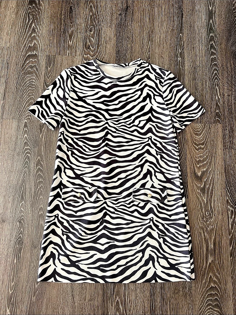 Zara Zebra Print Shift Dress Black & White Size Medium